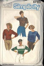 SIMPLICITY 6710 SZ 12 PATTERN SET OF MISSES' TOPS MADE WITH STRETCH KNITS