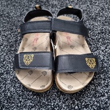 NEXT Boys Sandals with gold tiger, size 11 F, black & beige