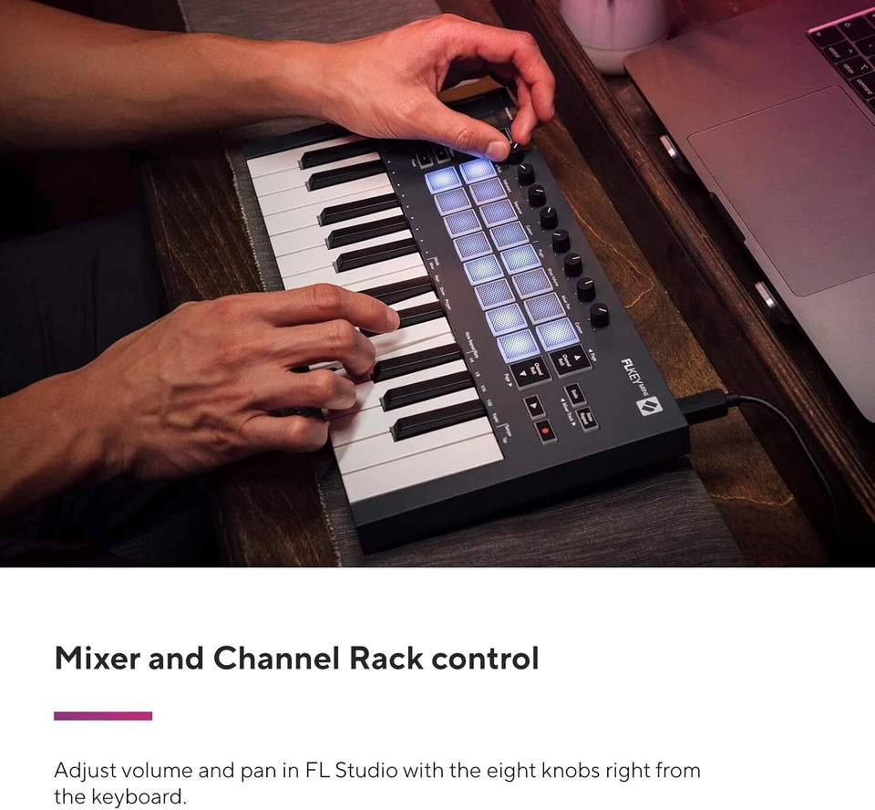 FLkey Mini 25 Key MIDI Controller for FL Studio with Velocity Sensitive Pads - Image 3 of 4