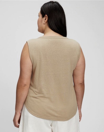 Gap Women Linen Blend Muscle Sleeveless T-Shirt,Size XXL - Picture 5 of 6
