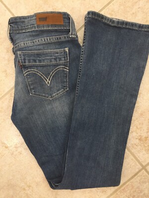 LEVI Women Sz 5/27 (27x29) DEMI CURVE Low Rise BOOTCUT SKINNY 2% Stretch JEANS 