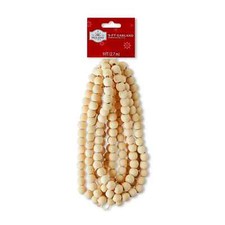 Holiday Time Farmhouse Wooden Bead Multipurpose Garland - Natural - 9 ft