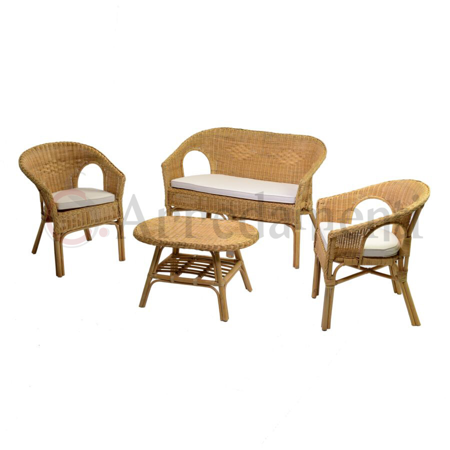 SET CUSCINI salotto kele rattan naturale da esterno giardino