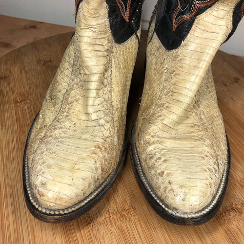 Cowboy Boots Mens 10 Vintage Exotic Snakeskin Leather Classic Unbranded - Picture 4 of 16