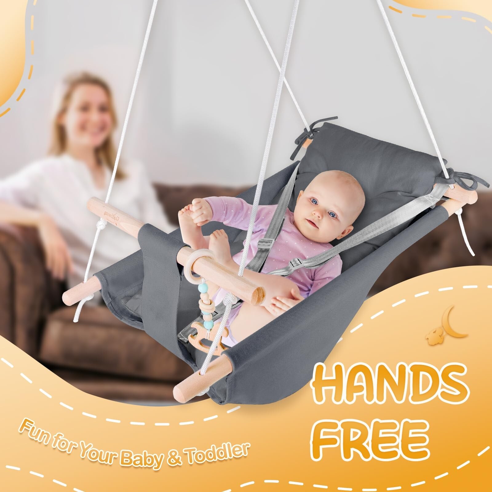 Baby Swing Indoor and Outdoor, Canvas Hammock Swing for Baby to Toddler
