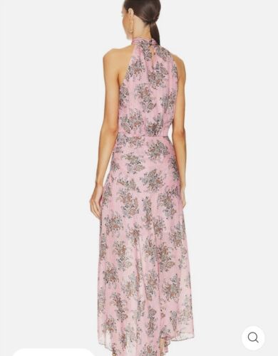 NWT $698 Veronica Beard Size 0 Leia Silk Halter Maxi Dress in Peony Pink - Picture 2 of 6