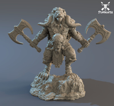Barbarian Lion-Man Warrior - 35mm 75mm Tabletop Miniatur Figur D&D Krieger