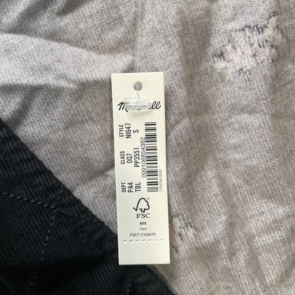 Mini Vestido Madewell Pana Acolchado-Babero Talla Pequeña Negro Estampado Completo Cuello en V Foto 4 de 4