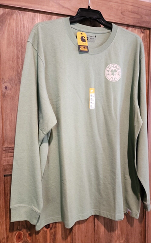 Carhartt Shamrock T-Shirt Mens 2XL Loose Fit LS Green TK6218 Graphic NWT - Picture 3 of 11
