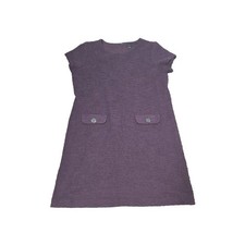 Ann Taylor Purple Shift Dress Textured Lined Faux Pocket Detail Women's Sz 12
