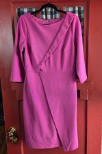 Adrianna Papell Women's Magenta Pink Long Sleeve Dress Rear Zip Size 8