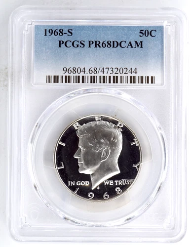 1968-S PROOF KENNEDY HALF DOLLAR PCGS PR68DCAM 320244