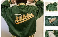 Vintage MLB Chalk Line Oakland Athletics A's Satin Baseball Jacket Sz XL