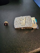 Playboy Accessory Lot Rhinestone Belt Buckle Enamel Pin Set