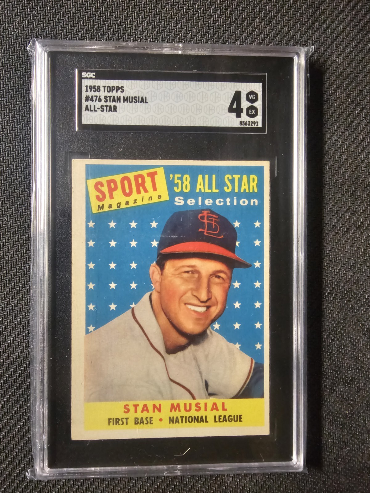 1958 Topps - Sport Magazine '58 All Star Selection Stan Musial #476, SGC 4