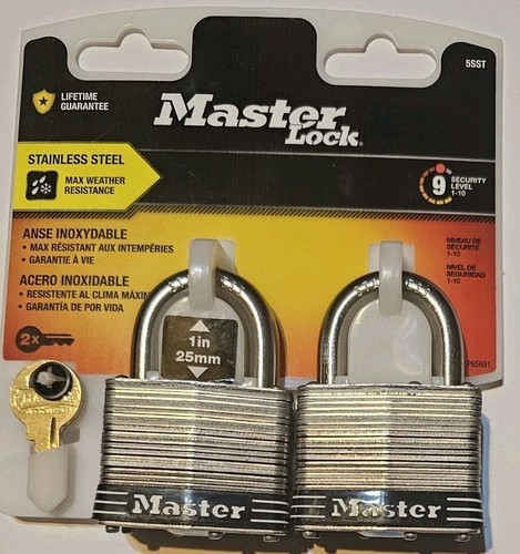 Master Lock 5SSTHC Keyed Padlock Set, Keyed Alike Key, 3/8 in Dia Shackle, 1 in