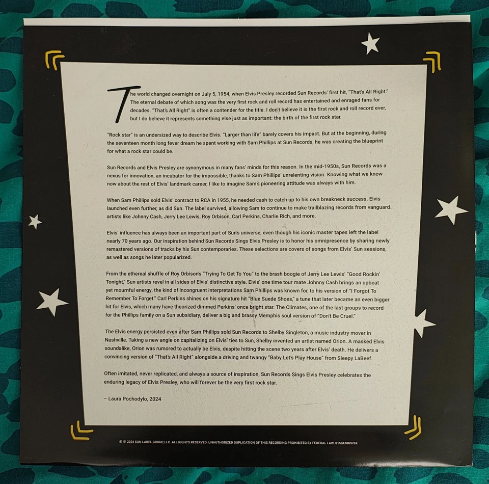 Sun Records Sings Elvis Presley LP, coloured vinyl, C Perkins, J Cash, J L Lewis - Image 4 of 4