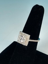 Sterling Silver Square Cubic Zirconia Engagement Ring size 7 Stamped 925