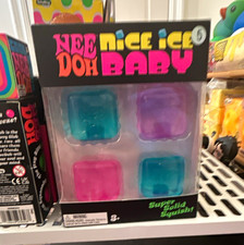 Schylling Nee Doh Nice Ice Baby Squish Squeeze Toy 4-Pack, Blue/Pink/Purple