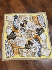 Vintage Echo 100 silk scarf travel exploring 1990s cream yellow brown
