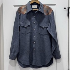Pendleton High Grade Western Wear Pearl Snap Shirt Men's Lg Plaid Gray Vintage