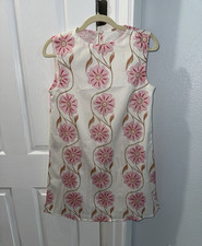 Commense Sleeveless White Pink Floral Shift Dress Short S