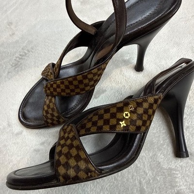 靴 LV Damier Mule Sandals Brown 36 Y2K Louis Vuitton Sandals Shoes Monogram Damier EU 36 US 6 Dark Brown