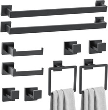 10-Piece Matte Black Bathroom Hardware Accessories Set Towel Bar Set for Bathroo