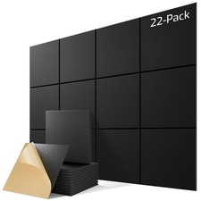 22 Pack Self-Adhesive Acoustic Panels, 12" X 12" X 0.4" High-Densit... Fast Ship