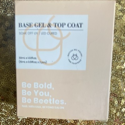 beetles Gel Polish Base Gel & Top Coat Set Clear Shiny Soak Off UV/LED 2 15 ml