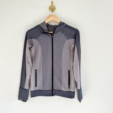 Lululemon Ebb To Train Abstract Zip Up Hooded Jacket Gray/Cream 6