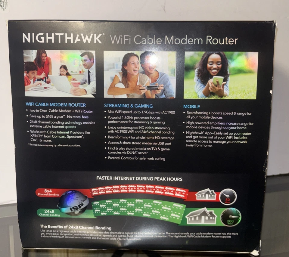 NETGEAR Nighthawk AC1900 WiFi DOCSIS 3.0 Cable Modem Router (C7000) - Image 3 of 4