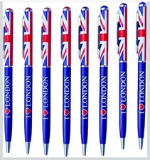 Souvenirs London Pens Union Jack Blue I Love London Pens Set of 8 British Gift 