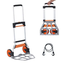 Folding Hand Truck Aluminum Luggage Trolley Cart Dolly 275 lbs Bungee Cord