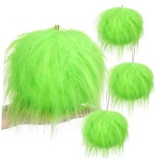 4 Pcs 6 Inches Lime Furry Christmas Ball Ornaments Large Xmas Ball Faux Green