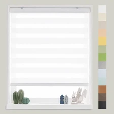 Standard Cordless Custom Zebra Roller Shades and Blinds Basic White 38"W x 48"H