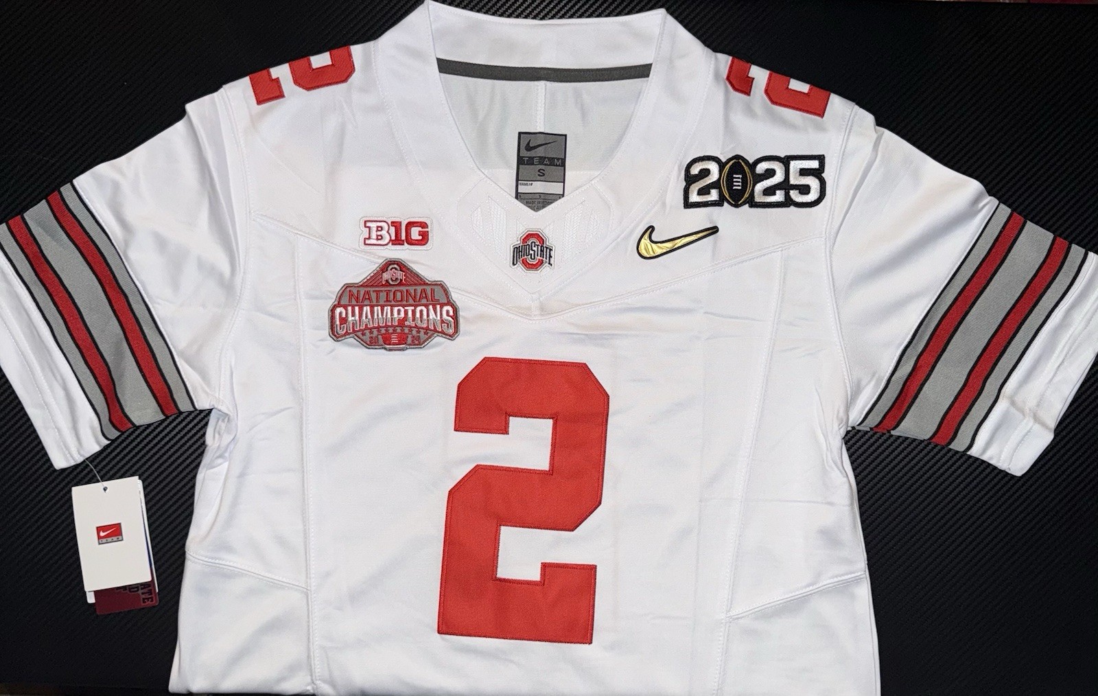 Caleb Downs Ohio State National Championship Gold OSU 2 White Jersey Buckeyes