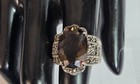 BEAUTY 925 STERLING SILVER NK THAILAND SMOKEY TOPAZ & MARCASITES STONES RING — photo 1