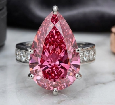 #ad 925 SilverPink Diamond Engagement Ring RARE 20 Ct Certified Treated GREAT LOOK $299.50
