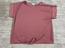 Set the Stage Top Womens XL Pink Short Sleeve Front Tied Polyester Blend