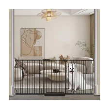 Extra Wide Baby Dog Gates for Doorways Tension Indoor Safety Gates Black Meta...