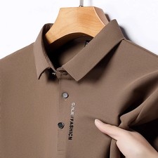 New Men's Short Sleeved Solid Color POLO Shirt Breathable and Comfortable Elasti