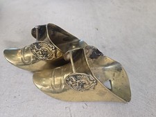 pair antique 1800's conquistador thick bronze brass figural horse boot stirrup