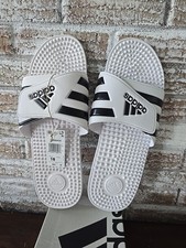 Adidas Mens Adissage Slide Athletic Sandals Size 18 White/Blk F35573 NEW in Box