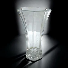 Vtg Hoosier Glass Hexagon Flared Crystal Very Heavy Thick Vase 