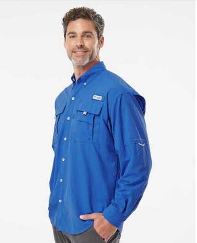 Columbia Men's Woven Shirt PFG Bahama II Long Sleeve Fishing Shirt XL Blue - Picture 3 of 8