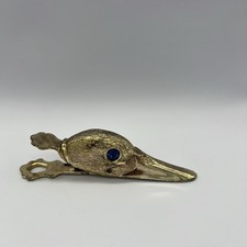 Vintage Duck Head Water Fowl Paper Holder Brass Unique Jeweled Eye Japan