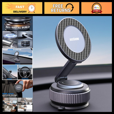Magnetic Phone Holder for Car, 360° Adjustable Mount with Strong Suction Cup, Da