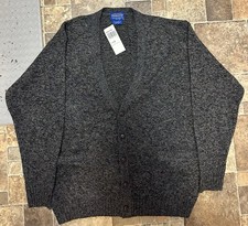 Pendleton Washable Wool Gray Tweed Knit Wool Grandpa Cardigan Large