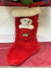 Russ teddy bear plush stocking vintage 80s